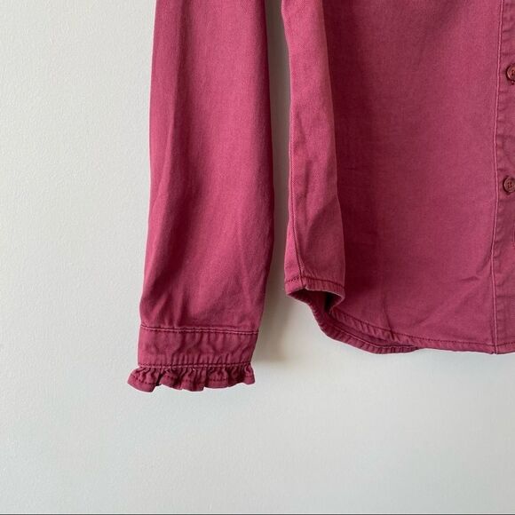 Tu - Brick Red Ruffle Button Down Shirt - Small - Picture 5 of 8